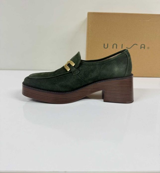 Unisa Green Dark Loafers Leather