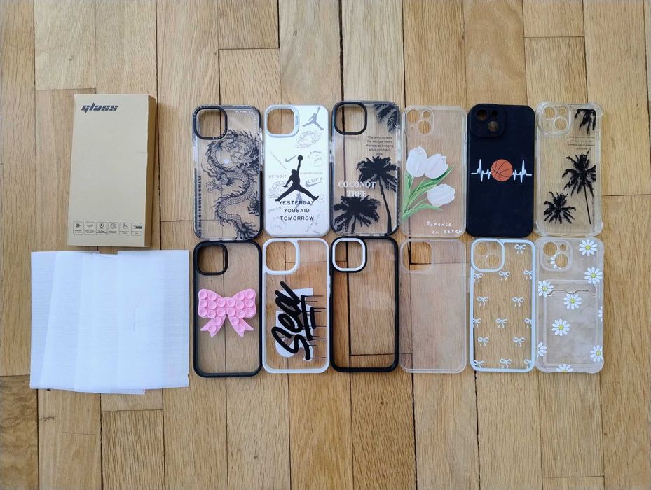 Apple iPhone 14, 128GB, Starlight, като нов + 12 бр. кейсове + 5 бр. протектори за екран
