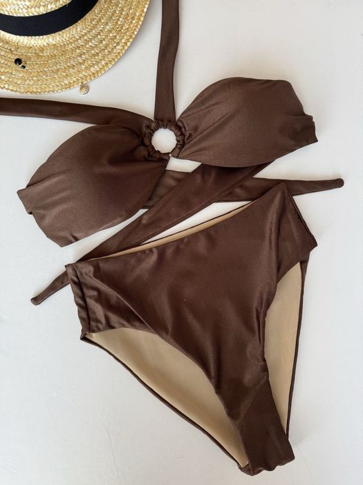 Бански дамски в кафяво синьо сиво