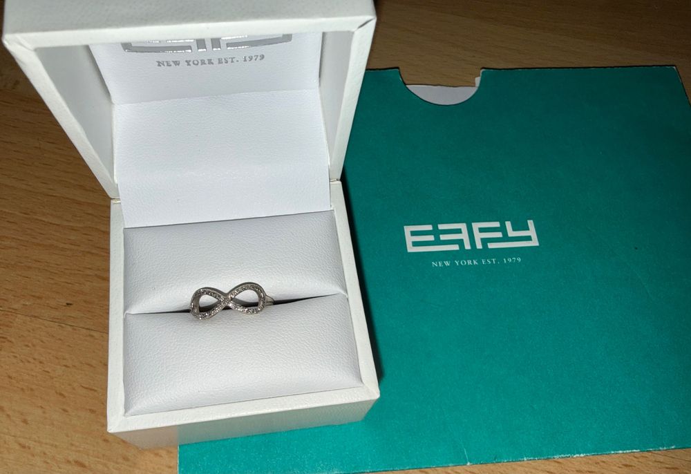 Inel EFFY original - 14K White Gold Diamond Infinity Pinky Ring - 0,13 ct