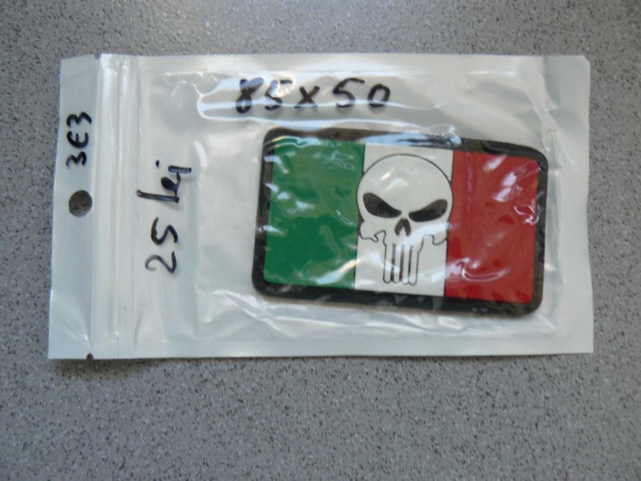 3 Bucati Patch Diferite Craniu Cu Steag / Punisher Italy,Germay,England