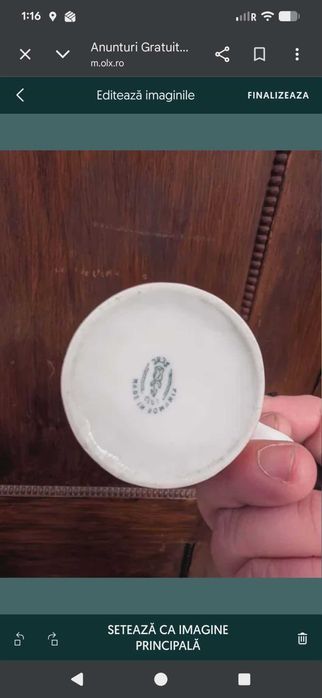 Set cesti cafea elegante, portelan, cu farfurioare NOI stil franțuzesc