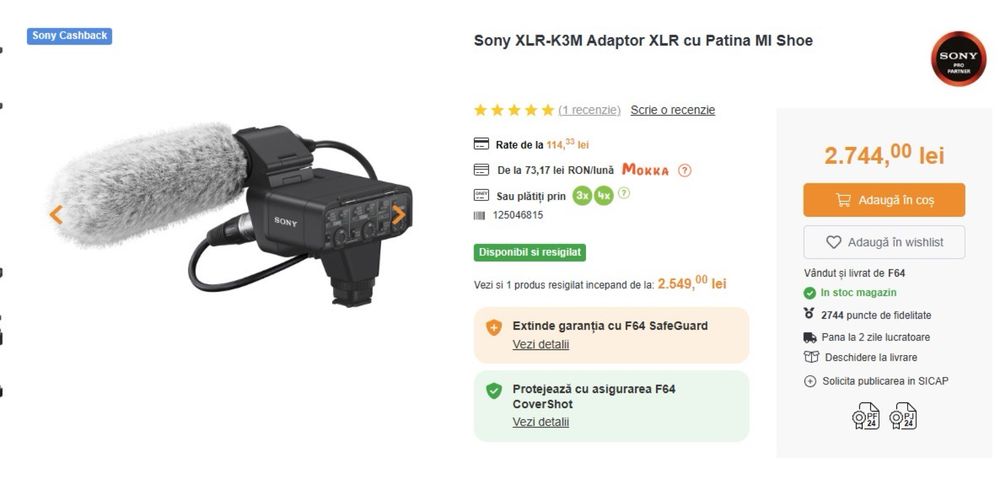 Sony XLR K3M kit Adaptor XLR camere Sony cu Microfon si Patina MI Shoe