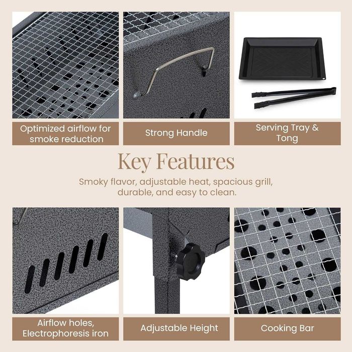 Преносимо сгъваемо барбекю скара с регулируема височина