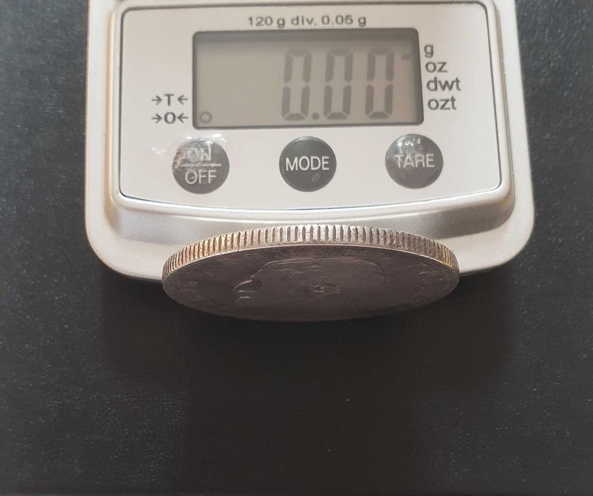 Moneda 5 lei 1881 argint, variante domn, stema mica, mai rara