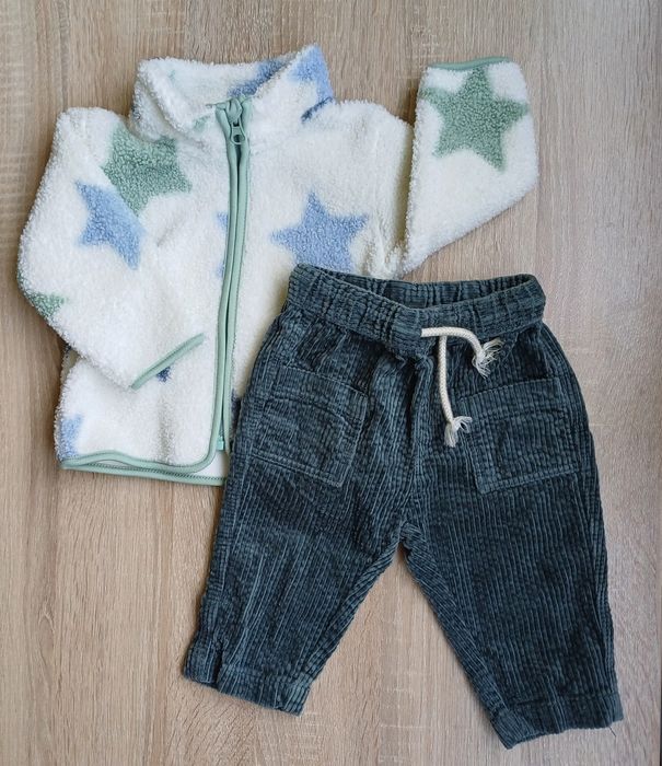 Комплект шерпа с джинси с топлийки по избор 68см , 4-6м