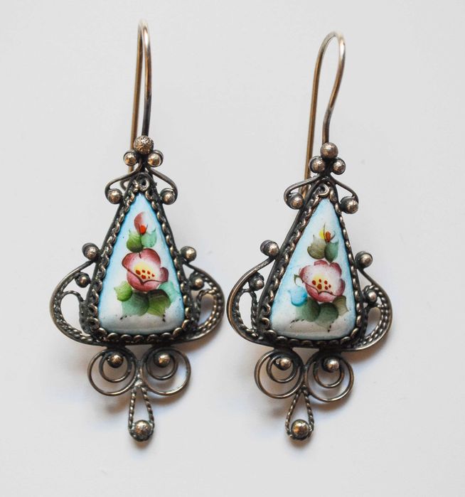 Стари Съветски порцеланови обеци от мелхиор