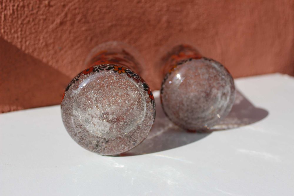 Set 2 pahare sticla pictata, VANATOR / PADURAR, Bavaria, cca 1970