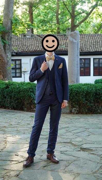 Син мъжки костюм на TEODOR - неразличим от нов