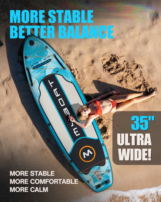 Нов, висок клас, 320 СМ широк надуваем SUP Падъл борд MYBOAT MY06 (Wind Runner Green PRO)  в син дизайн.