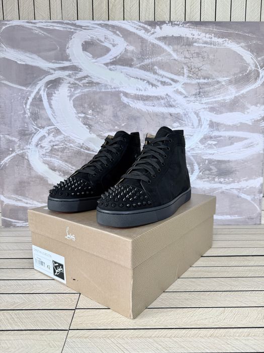 Christian Louboutin High Suede Black Spikes