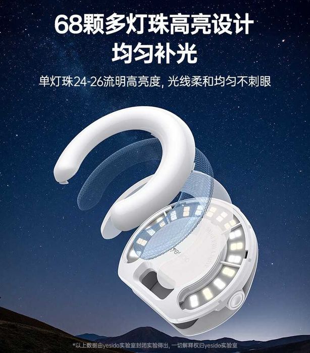 Yesido DH13 Мини селфи-лампа 9 уровней яркости 2700K–6500K iPhone 17