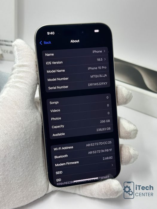 iPhone 15 Pro, 256GB, Natural Titanium, 100% батерия, КАТО НОВ, 1г. ГАРАНЦИЯ!