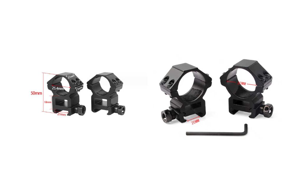 Suporti luneta, 22mm prindere, diametru 25,4mm sau 30mm, aluminiu