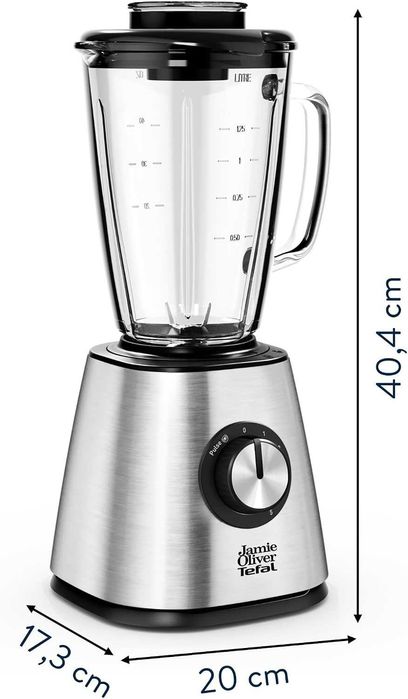 Нов Мощен Пасатор Jamie Oliver by Tefal BL43J810, 1.25 л, Неръждаема Стомана, Стъклена Кана