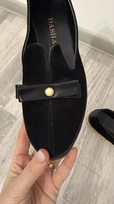 Balerini piele intorsa dama negru Dasha