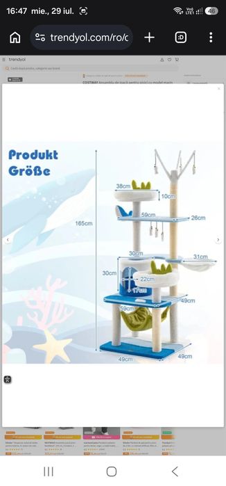 Ansamblu de joacă pentru pisici cu model marin