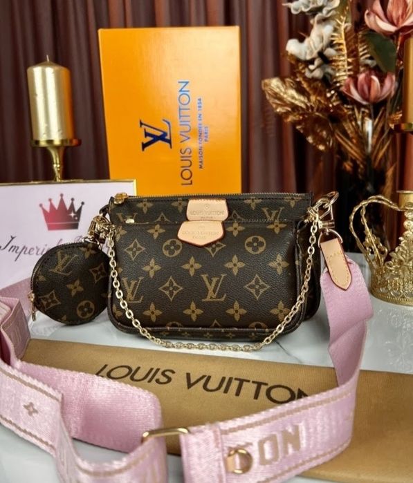 Geanta 3 in 1 LV,logo metalic auriu, saculet, etichetă