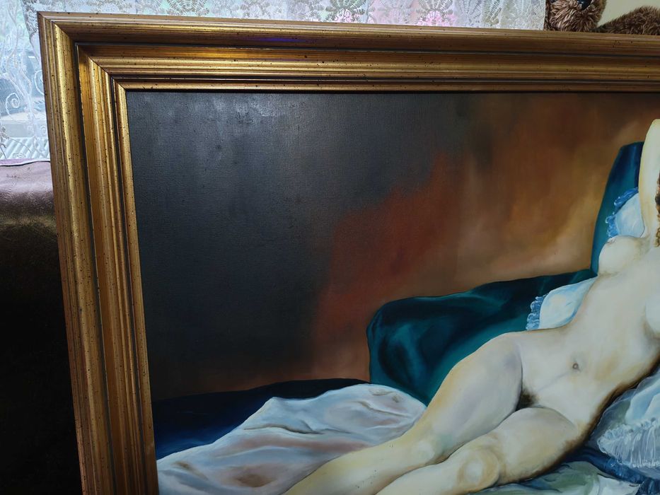 Tablou Mare Ulei Nud - Ramă Foiță Aur