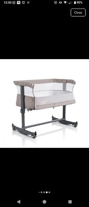 Patut co-sleeper NOU pentru bebelusi Cangaroo Always Together cu laterala culisanta, 5 pozitii de reglare inaltime