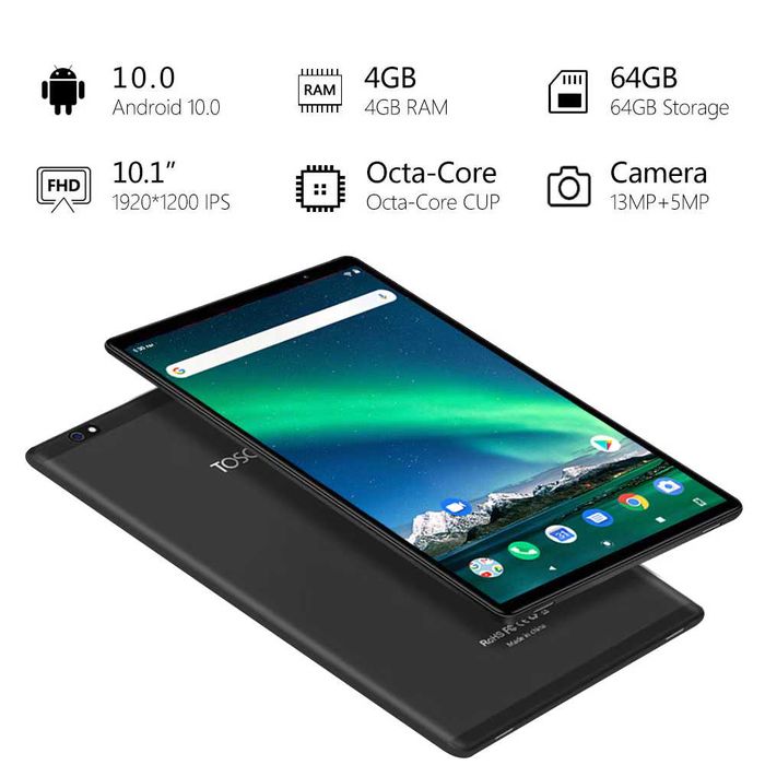 Tableta TOSCIDO T151-EEA – 10 inch, Android 10 cu husa originala