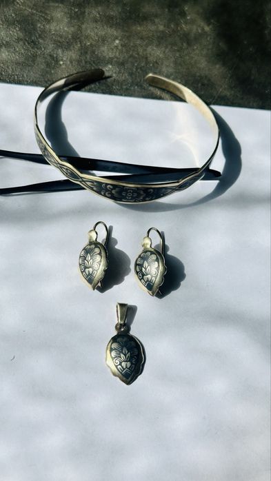 Набор серебро с позолотой браслет