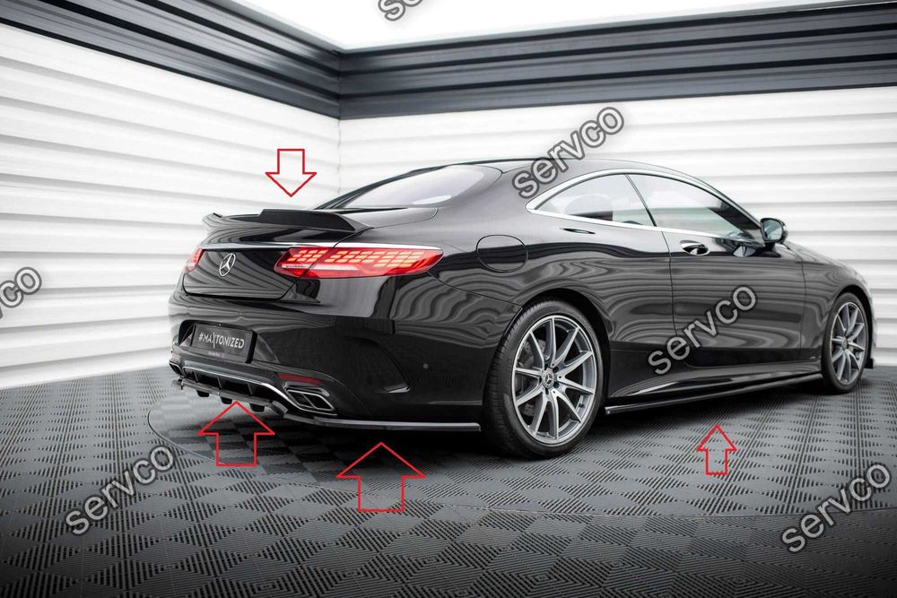 Pachet Set Splitter Exterior Lip Prelungiri Body kit tuning Mercedes S Class Coupe AMG-Line C217 Facelift 2017-2020 v7 - Maxton Design