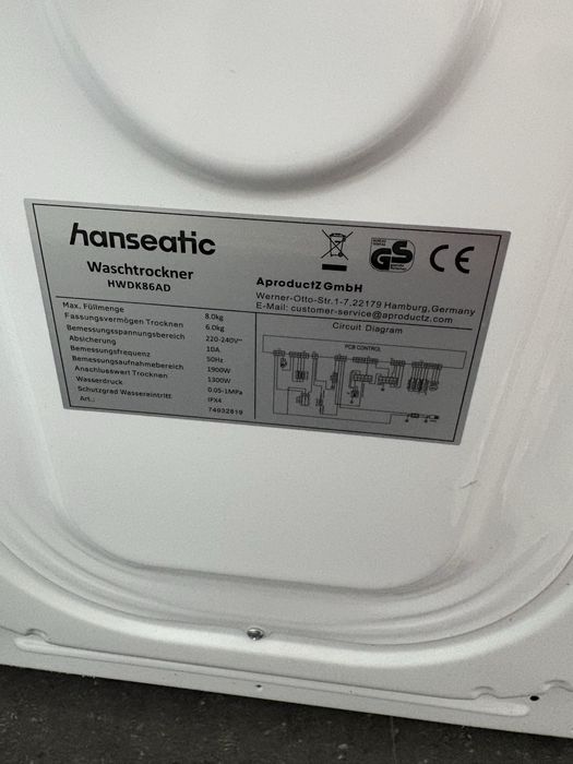 Пералня със сушилня Hanseatic HWDK86AD 8/6kg