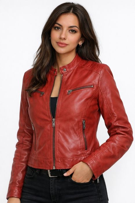 Оригинално кожено яке Manguun – червено