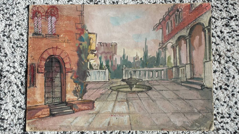 Картина Градски Пейзаж Балчик 76 год. Акварел /М.Абазова