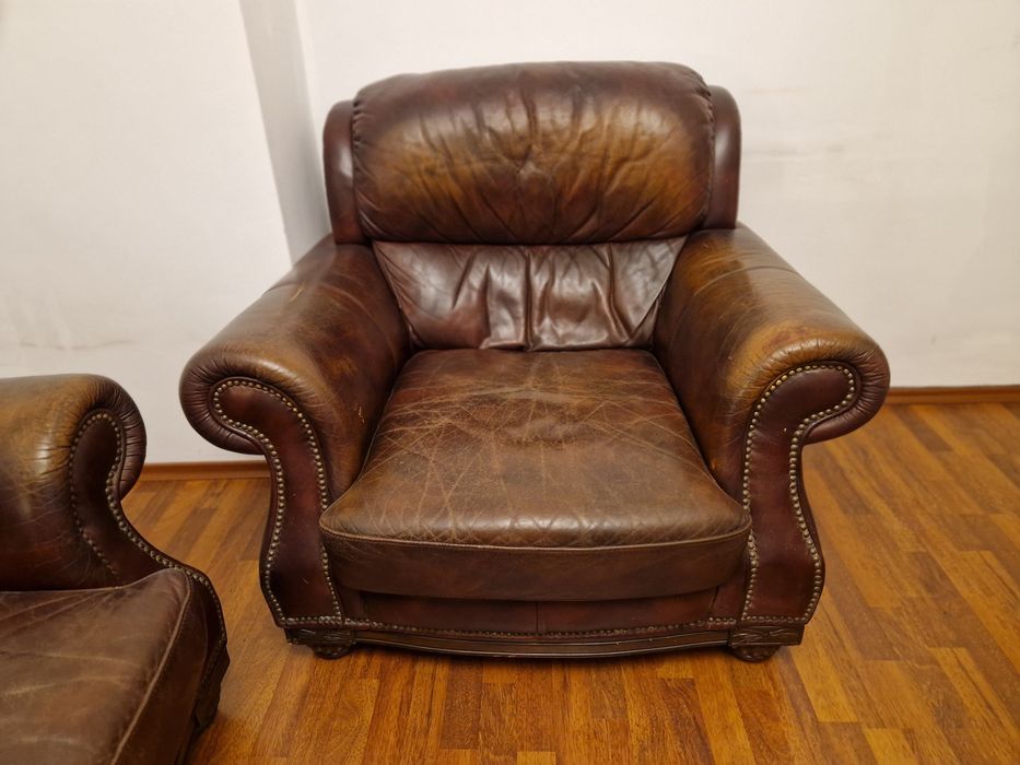 Холна гарнитура от естествена кожа