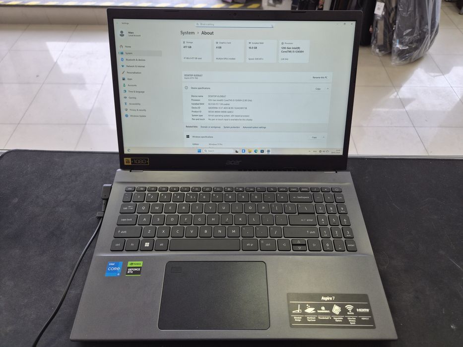 Laptop Acer Aspire 7 A715-76G-5303 – i5 gen 12 / RTX 3050