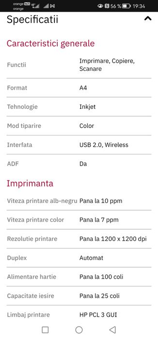 Imprimanta multifunctional HP Deskjet 6475, print xerox scan USB Wifi