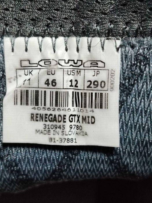 LOWA RENEGADE GTX Mid ghete din piele, mărimea 46, interior 29 cm.