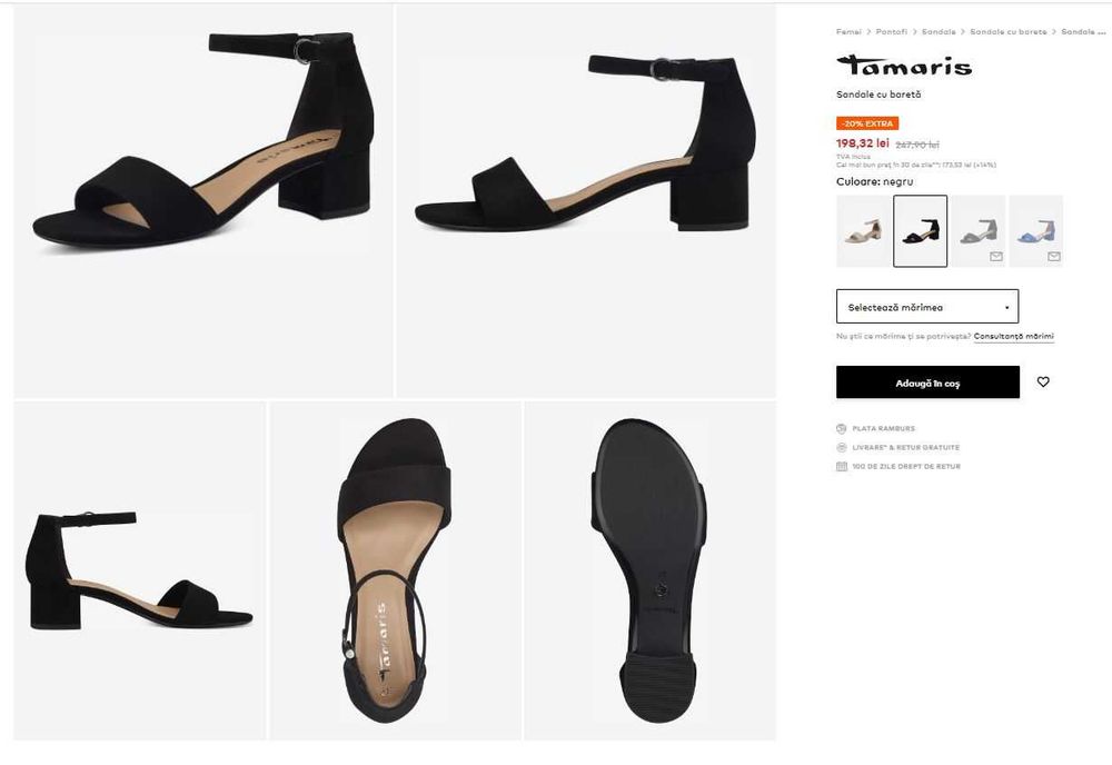 Sandale cu bareta Tamaris noi nr.37