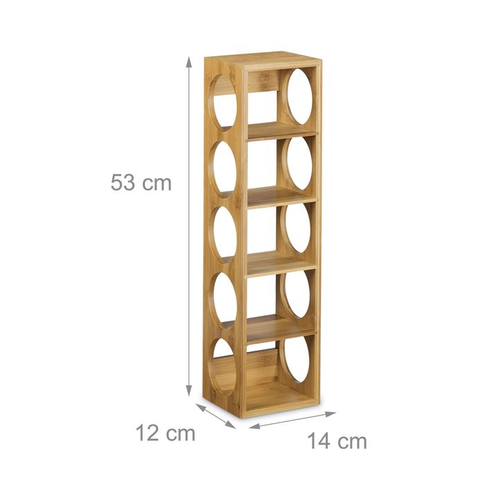 Поставка за вино от бамбук 53 x 14 x 12 см, стелаж за 5 бутилки Relaxdays