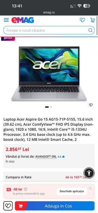 Laptop Acer Aspire Go 15 AG15 I5-1334U SSD 512GB