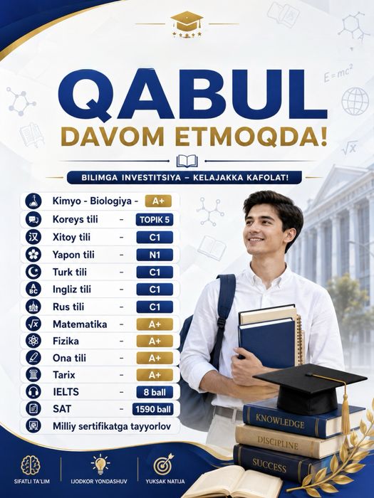 online kurslarimizga qabul boshlandi 12 yillik tajriba bilan!
