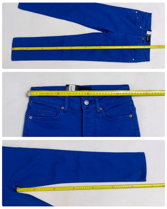 Pantaloni J Lindeberg model Study & Uma, jeans Regular Fit în culori albastru și burgundy, măsura 27 × 32 sau XS/S