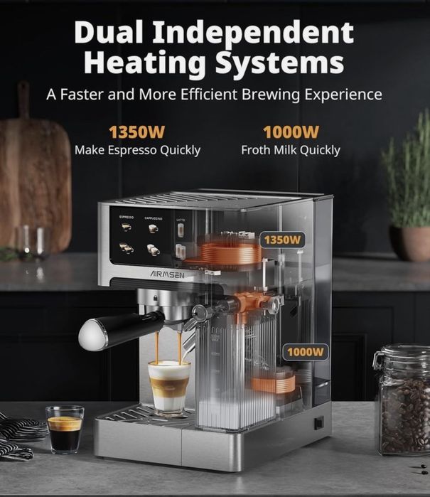 Професионална Еспресо Машина, 20 Бара, 1350 W, Сензорен Екран