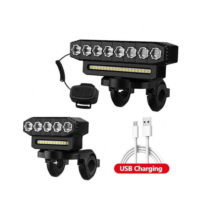 Ултра ярка 5 LED / 8 LED светлина за велосипед, Фар, Клаксон, Батерия