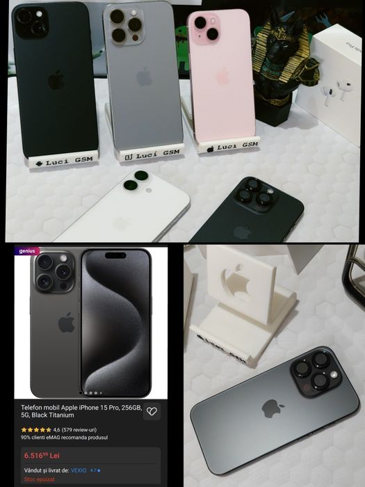 iPhone 15 PRO 5G (Black Titanium) 256GB / Baterie 100% Stare Deosebită Ofertă Preț