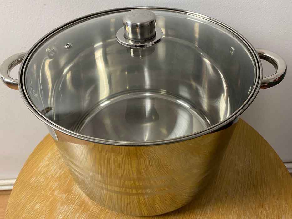 Oala inox 13.5 litri cu capac de sticla pentru gatit practic