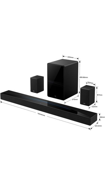 450Soundbar TCL Q85H, 7.1.4, 860W, Bluetooth 5.1, Dolby Atmos & DTS-Virtual:X, e-ARC, Subwoofer Wireless, Negru