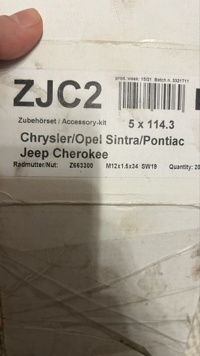 Set 20 Piulițe Jante M12x1.5 + Capace Protecție - Jeep, Chrysler, Opel