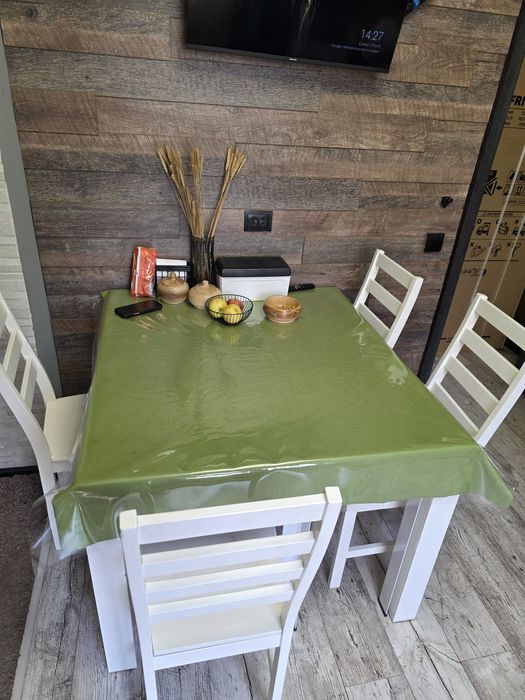 Стол трансформер обеденный, 5 стульями