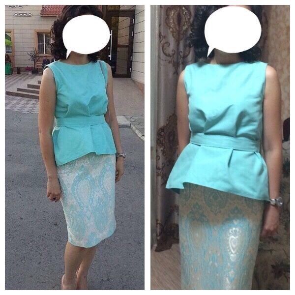 Мятный костюм, платье