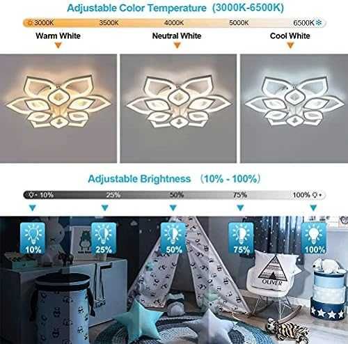 Димируема LED лед полилей лампа Модерна, форма на цвете, дистанционно