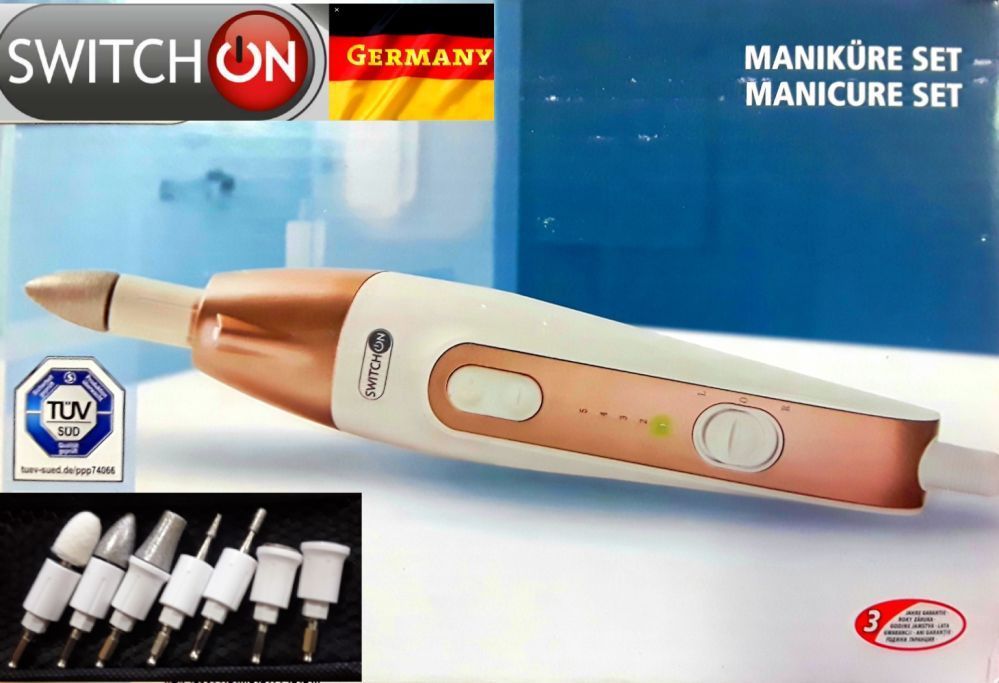 SET MANICHIURĂ SWITCHON (Germania) 5 viteze, 7 accesorii NOU - 70 Lei