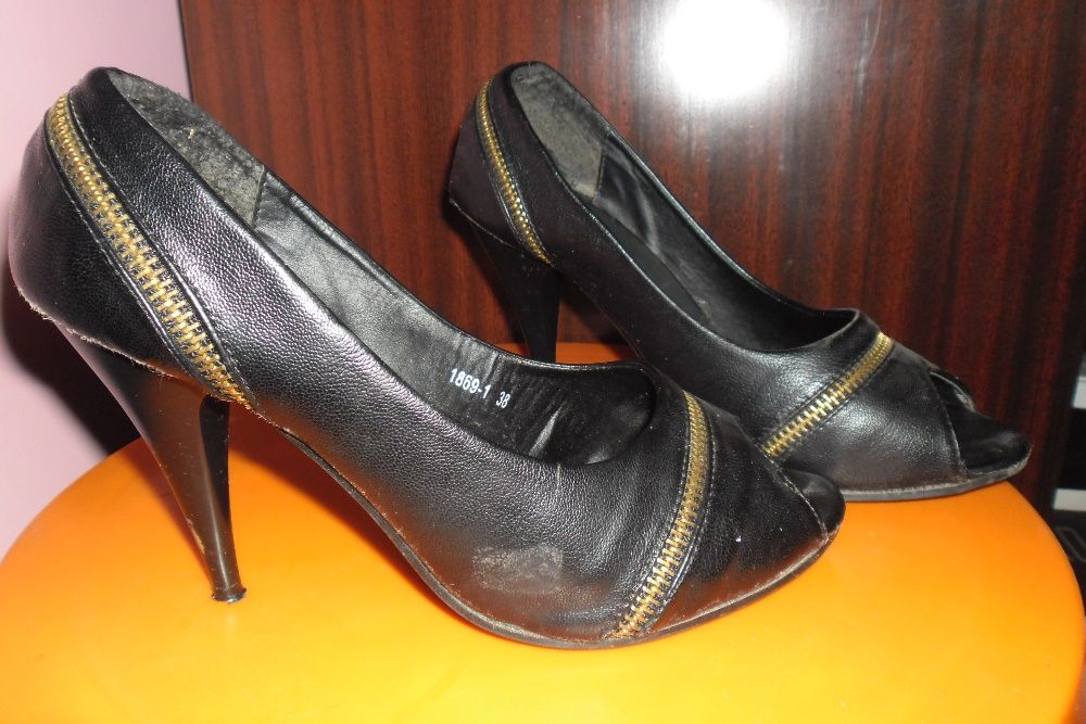 модни сандали на висок ток с висока платформа,,черни обувки